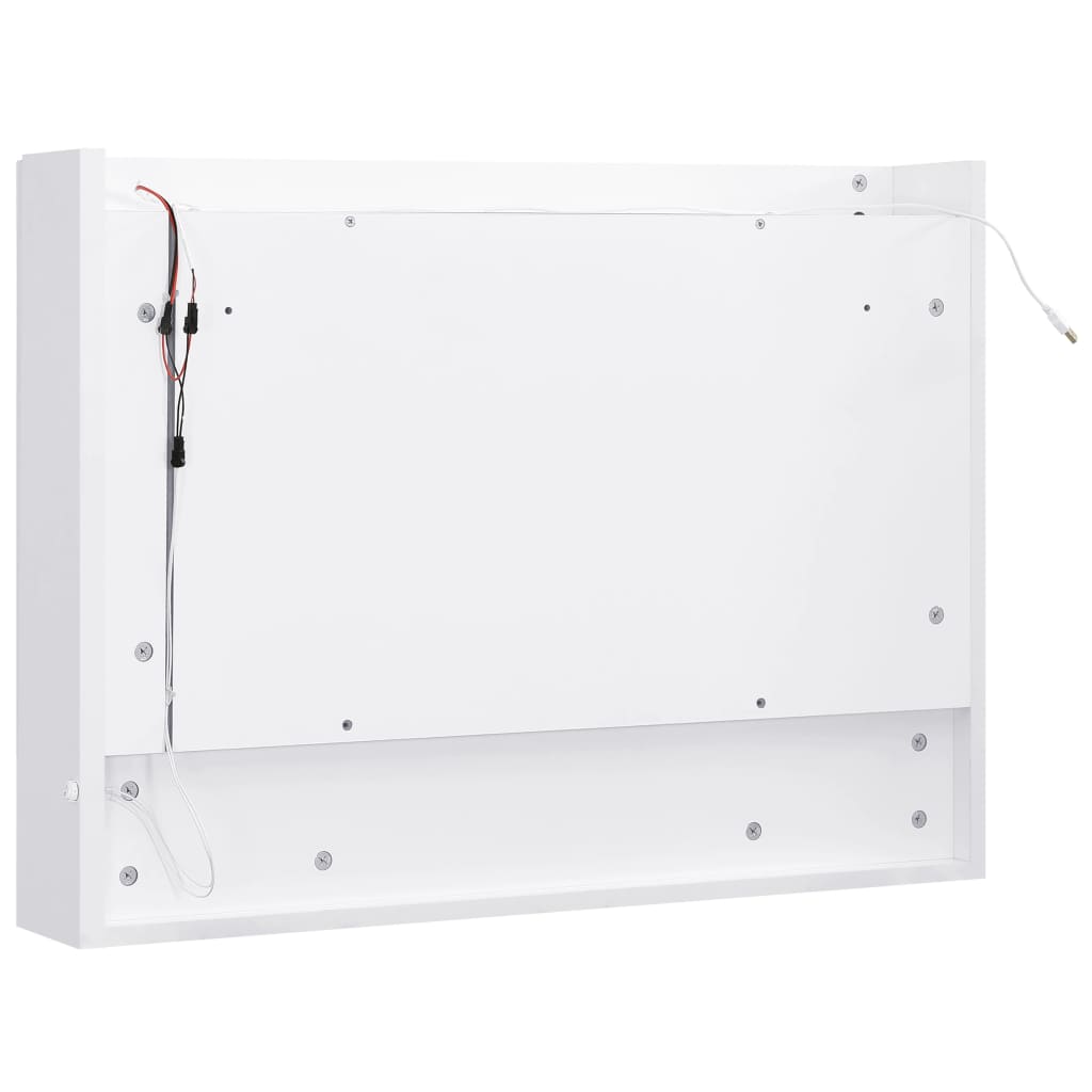 vidaXL Dulap de baie cu oglindă și LED-uri, alb, 80x15x60 cm, MDF vidaXL Dulap de baie cu oglindă și LED-uri, alb, 80x15x60 cm, MDF