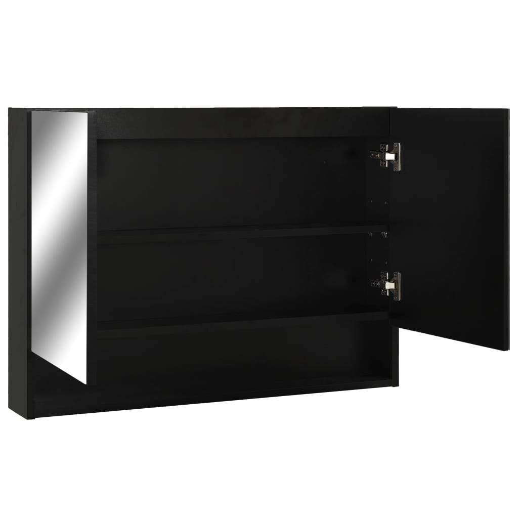 vidaXL Dulap de baie cu oglindă și LED-uri, negru, 80x15x60 cm, MDF vidaXL Dulap de baie cu oglindă și LED-uri, negru, 80x15x60 cm, MDF