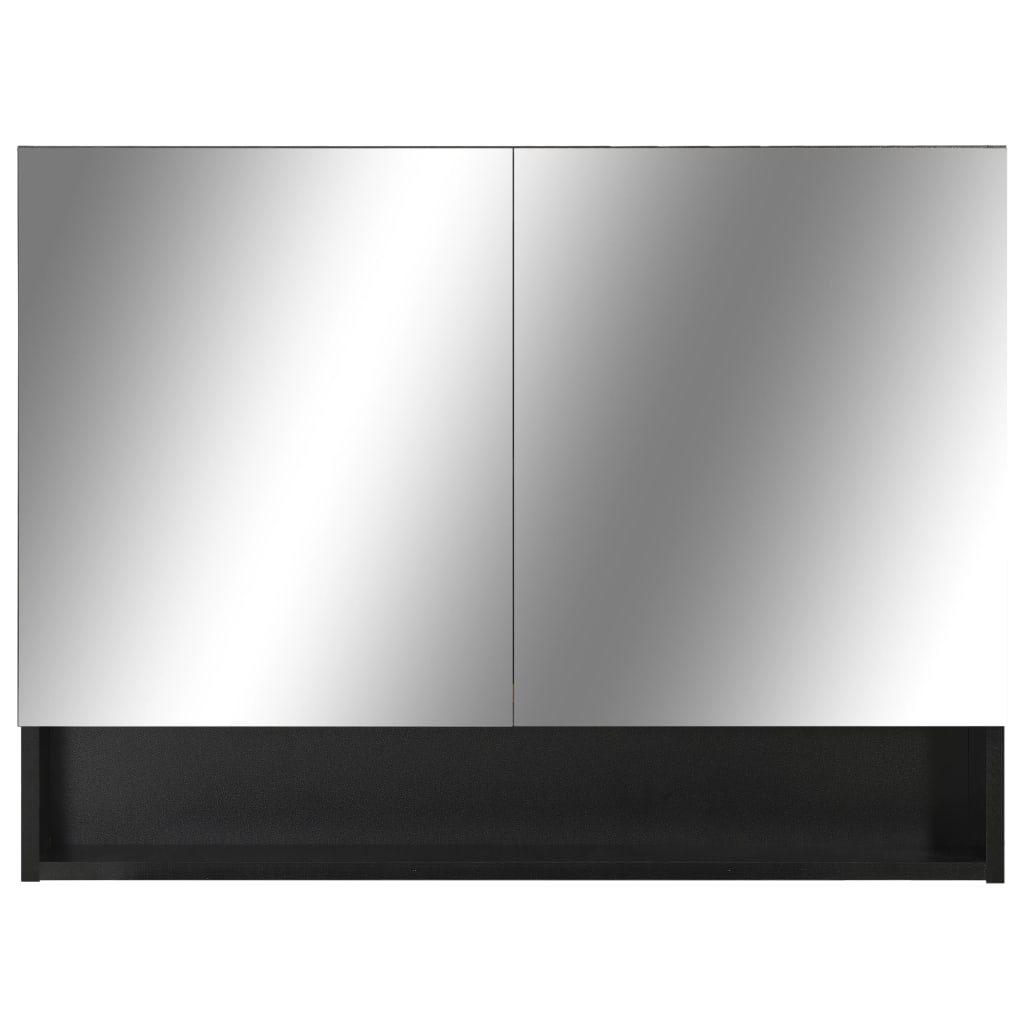 vidaXL Dulap de baie cu oglindă și LED-uri, negru, 80x15x60 cm, MDF vidaXL Dulap de baie cu oglindă și LED-uri, negru, 80x15x60 cm, MDF