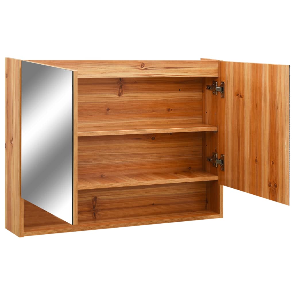 vidaXL Dulap de baie cu oglindă și LED-uri, stejar, 80x15x60 cm, MDF vidaXL Dulap de baie cu oglindă și LED-uri, stejar, 80x15x60 cm, MDF