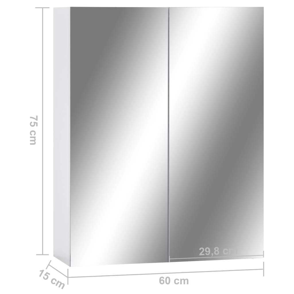 vidaXL Dulap de baie cu oglindă, alb, 60x15x75 cm, MDF vidaXL Dulap de baie cu oglindă, alb, 60x15x75 cm, MDF