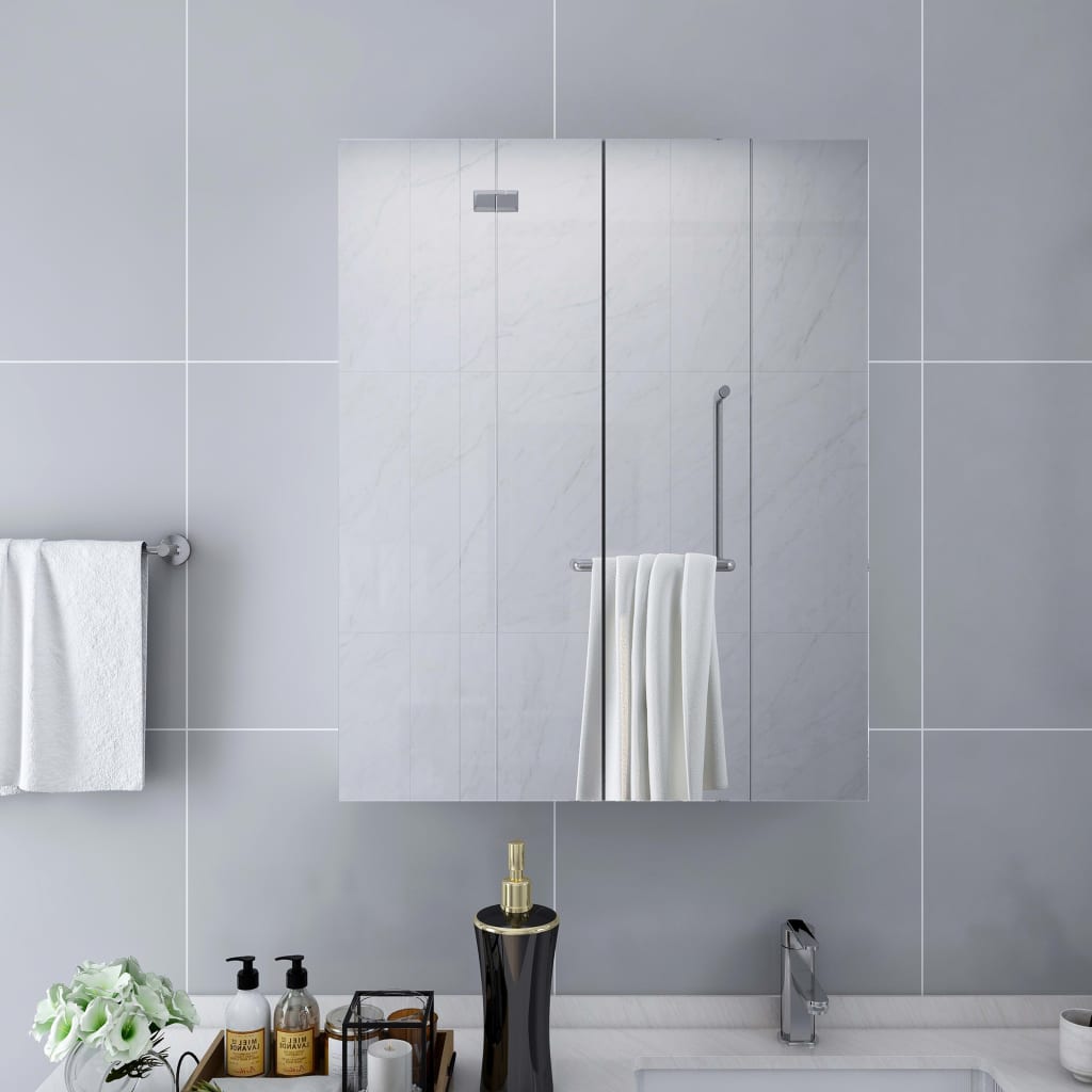vidaXL Dulap de baie cu oglindă, alb, 60x15x75 cm, MDF vidaXL Dulap de baie cu oglindă, alb, 60x15x75 cm, MDF