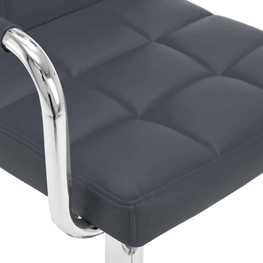 vidaXL Scaune de bar, 2 buc., gri, piele ecologică