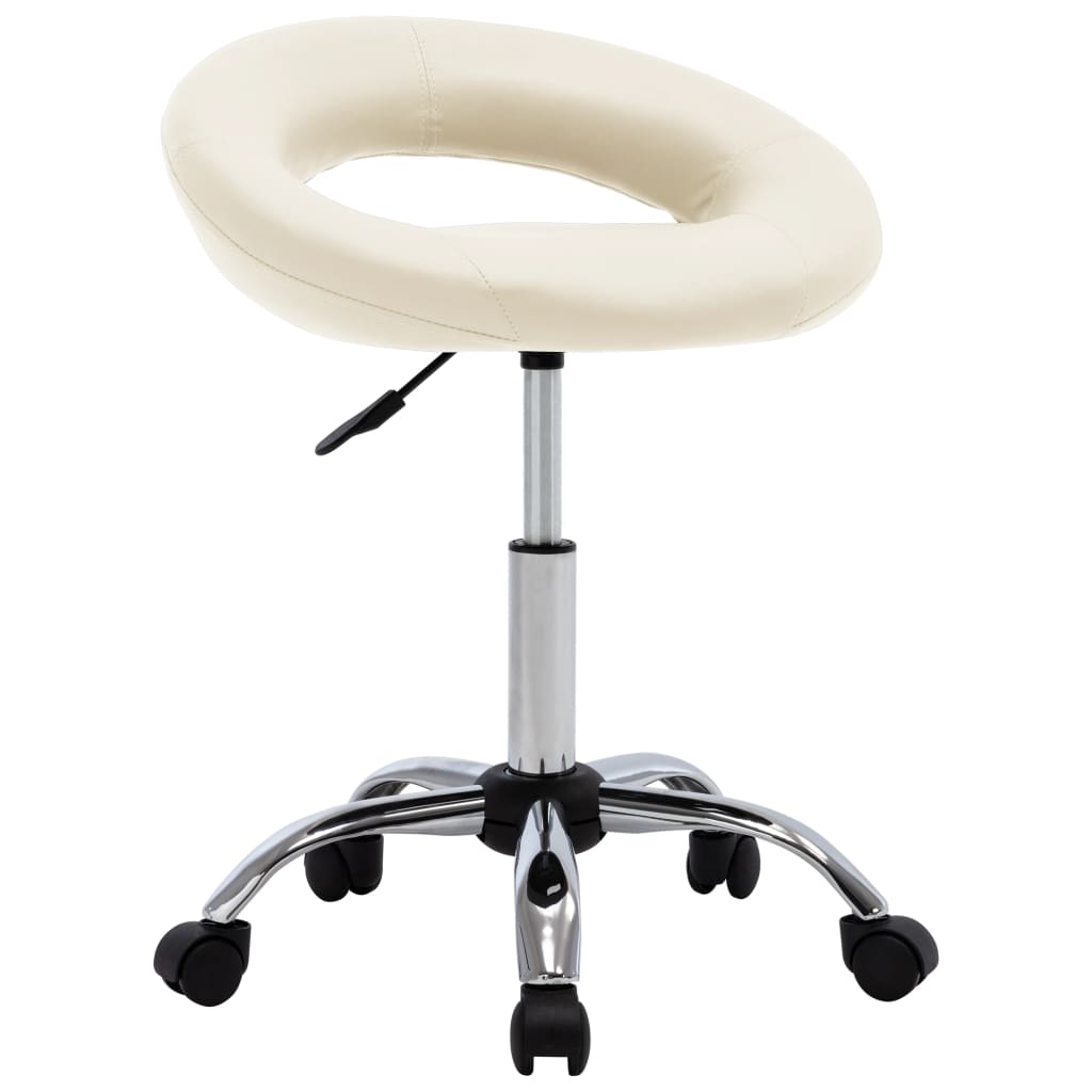 vidaXL Scaun de lucru pivotant, crem, piele ecologică vidaXL Scaun de lucru pivotant, crem, piele ecologică