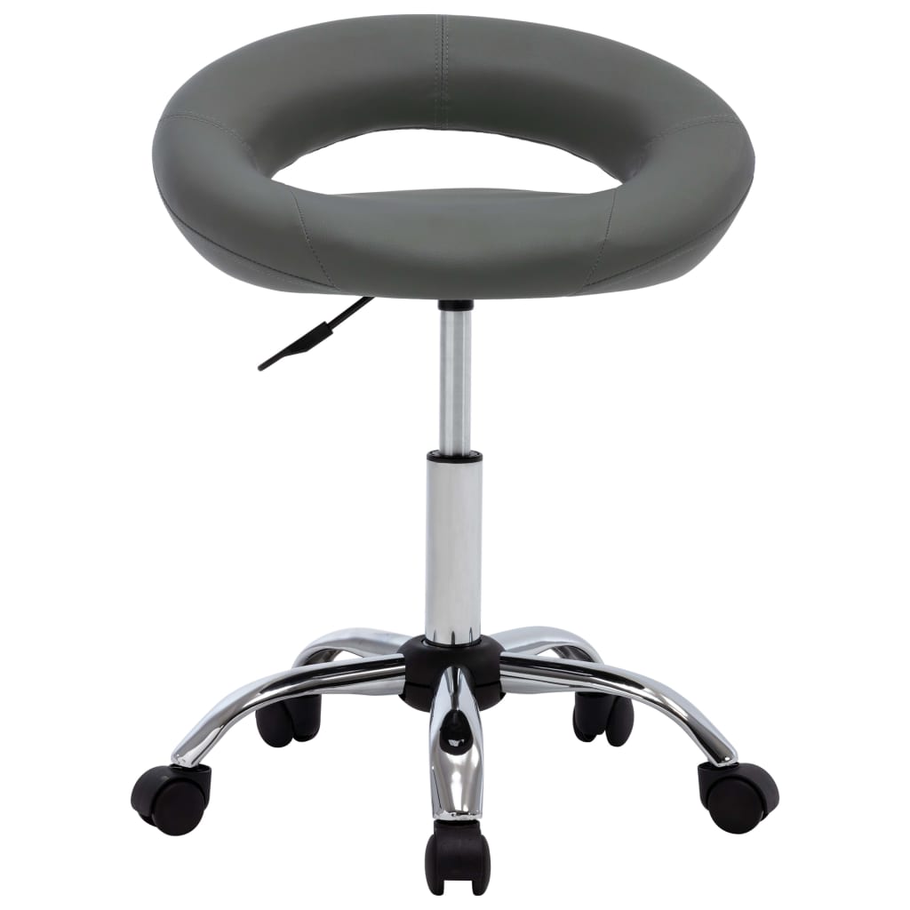 vidaXL Scaun de lucru pivotant, gri, piele ecologică vidaXL Scaun de lucru pivotant, gri, piele ecologică