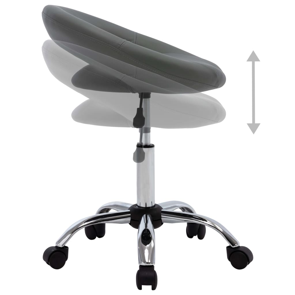 vidaXL Scaun de lucru pivotant, gri, piele ecologică vidaXL Scaun de lucru pivotant, gri, piele ecologică