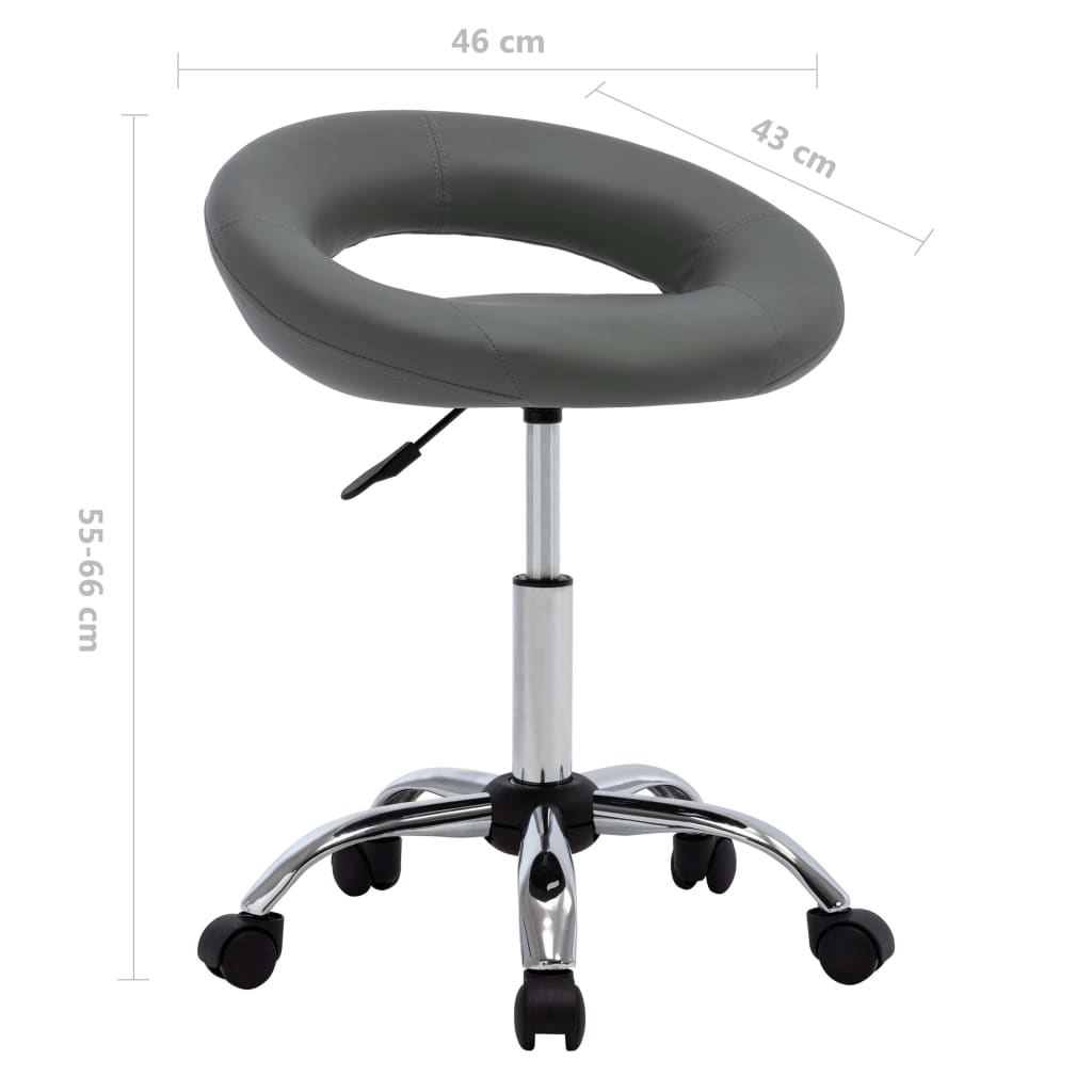 vidaXL Scaun de lucru pivotant, gri, piele ecologică vidaXL Scaun de lucru pivotant, gri, piele ecologică