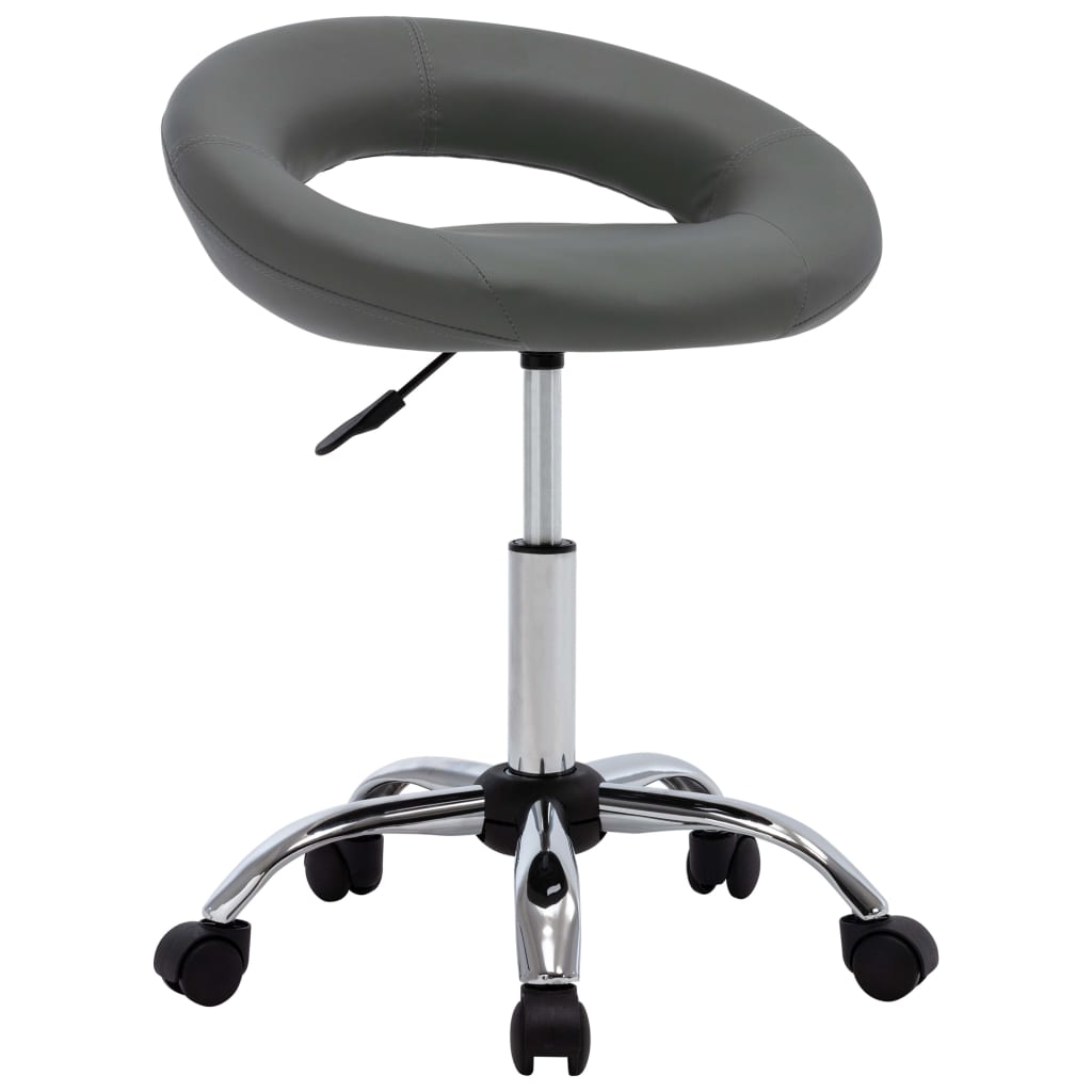 vidaXL Scaun de lucru pivotant, gri, piele ecologică vidaXL Scaun de lucru pivotant, gri, piele ecologică