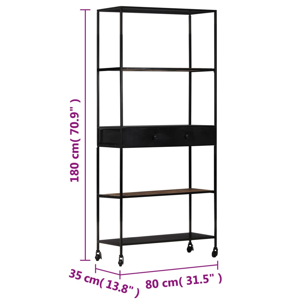 vidaXL Bibliotecă, 80x35x180 cm, lemn mango nefinisat & fier vidaXL Bibliotecă, 80x35x180 cm, lemn mango nefinisat & fier