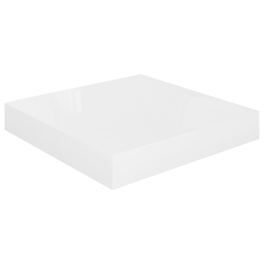 vidaXL Rafturi de perete, 2 buc., alb extralucios, 23x23,5x3,8 cm, MDF