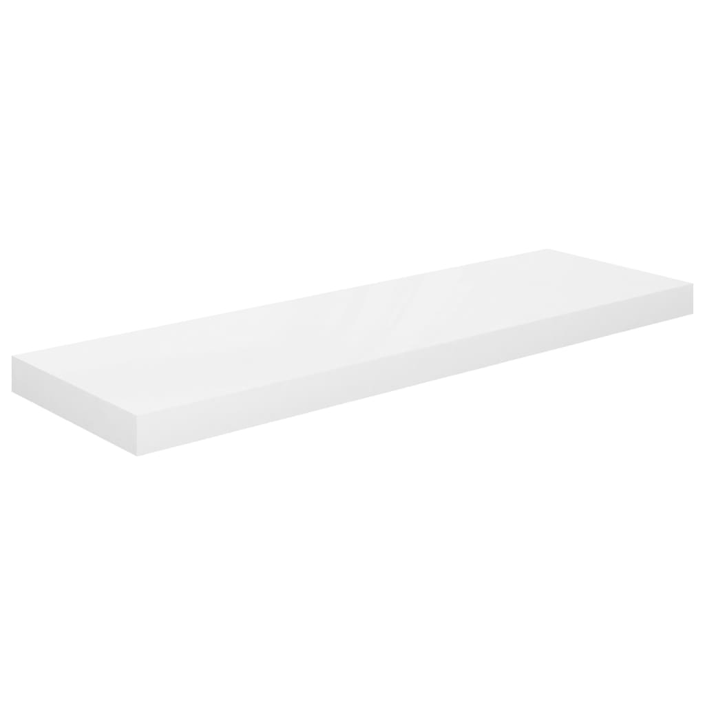 vidaXL Rafturi de perete, 2 buc., alb extralucios, 80x23,5x3,8 cm, MDF