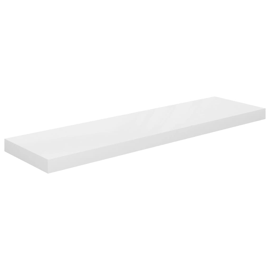 vidaXL Raft de perete suspendat, alb extralucios, 90x23,5x3,8 cm, MDF