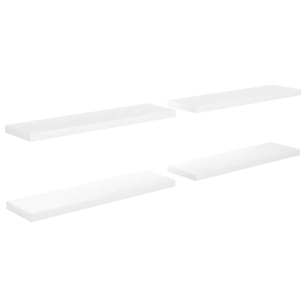 vidaXL Rafturi de perete, 4 buc., alb extralucios, 90x23,5x3,8 cm, MDF