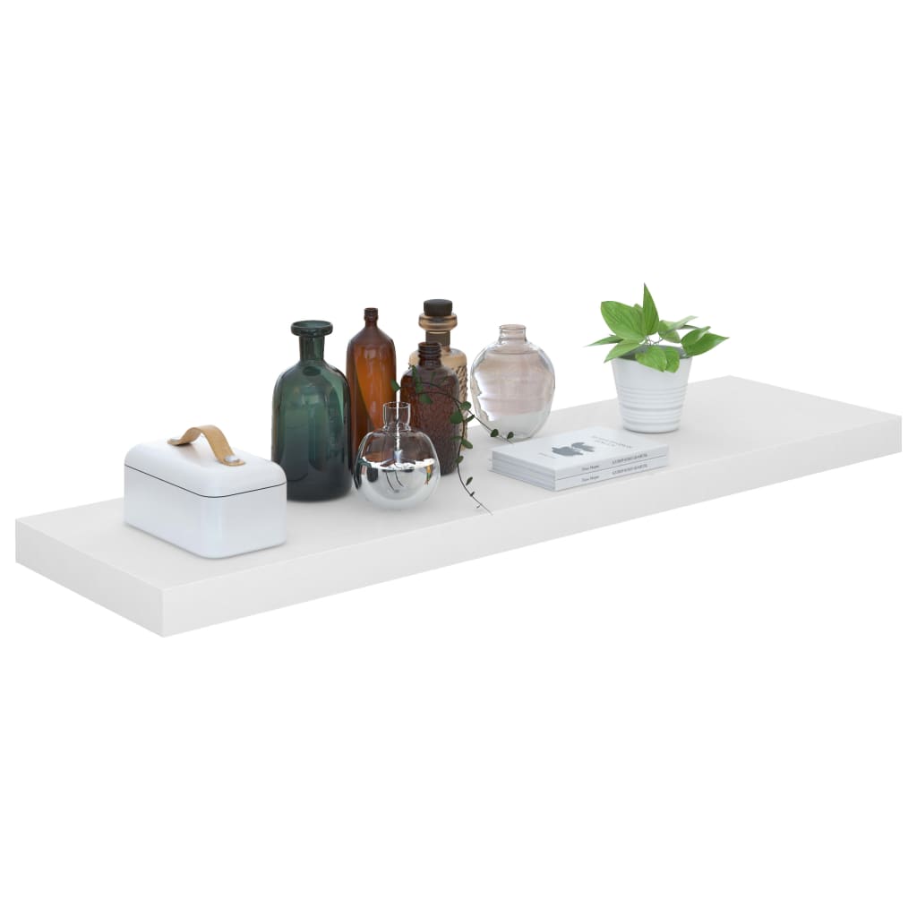 vidaXL Rafturi de perete, 4 buc., alb extralucios, 90x23,5x3,8 cm, MDF