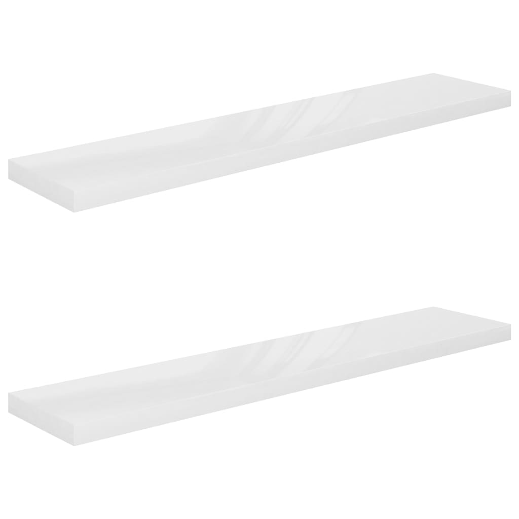 vidaXL Rafturi de perete, 2 buc., alb extralucios, 120x23,5x3,8 cm MDF vidaXL Rafturi de perete, 2 buc., alb extralucios, 120x23,5x3,8 cm MDF