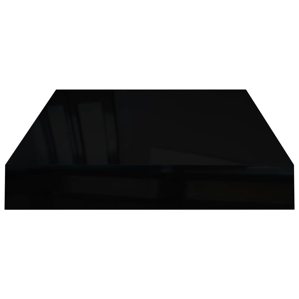 vidaXL Rafturi de perete, 2 buc., negru extralucios, 40x23x3,8 cm, MDF