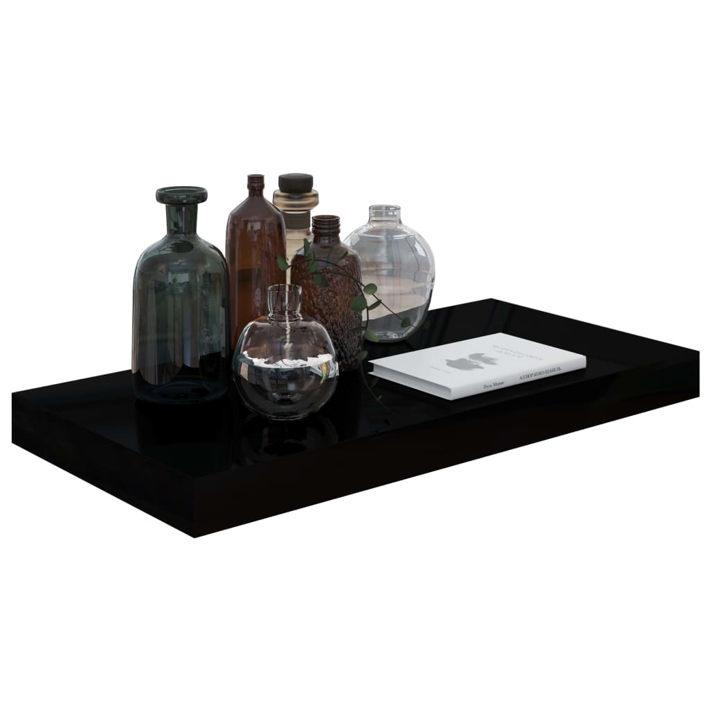 vidaXL Rafturi de perete, 2 buc., negru extralucios, 50x23x3,8 cm, MDF vidaXL Rafturi de perete, 2 buc., negru extralucios, 50x23x3,8 cm, MDF