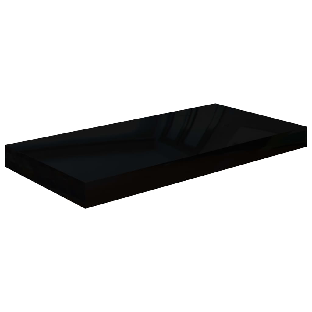 vidaXL Rafturi de perete, 2 buc., negru extralucios, 50x23x3,8 cm, MDF vidaXL Rafturi de perete, 2 buc., negru extralucios, 50x23x3,8 cm, MDF
