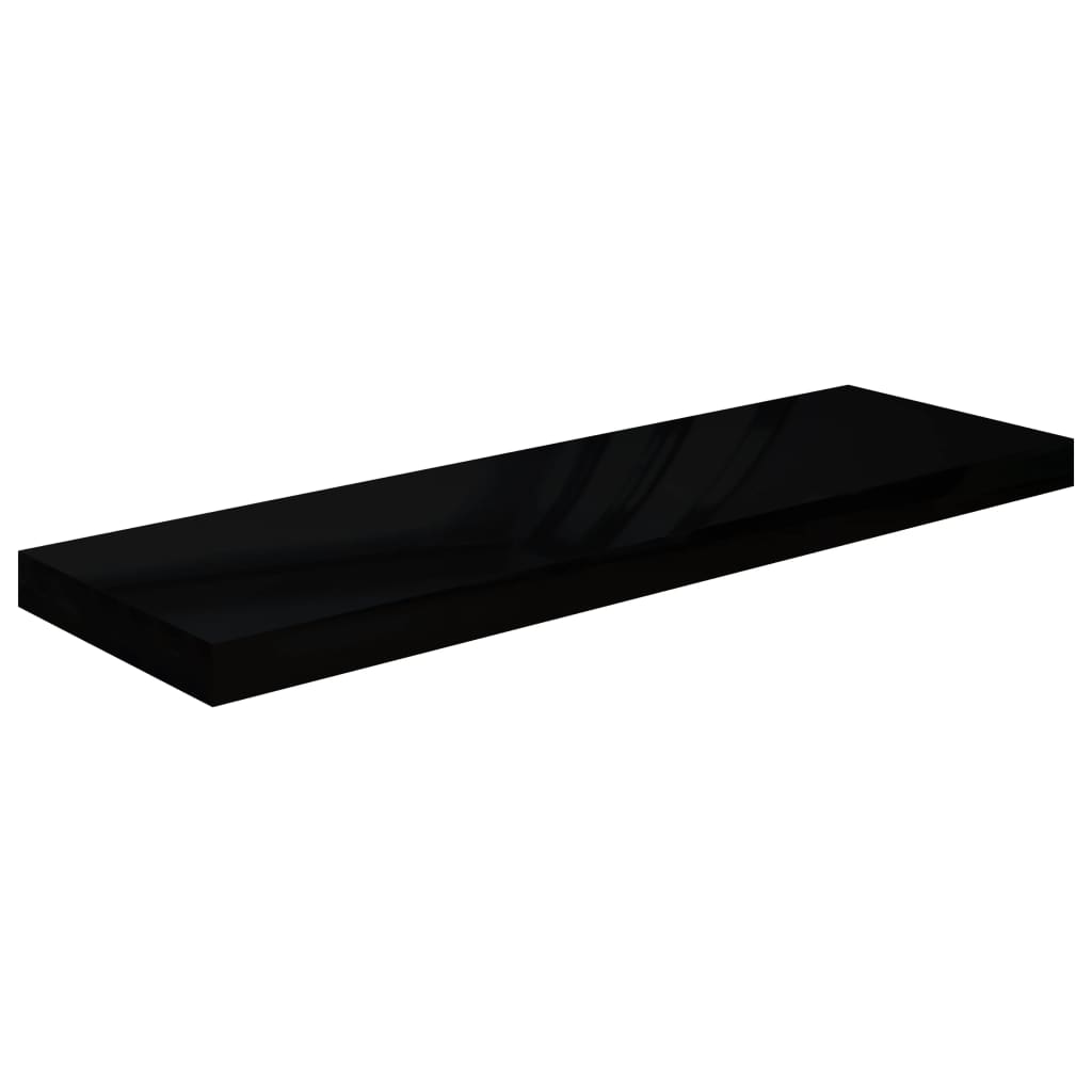 vidaXL Raft de perete suspendat negru extralucios, 80x23,5x3,8 cm, MDF