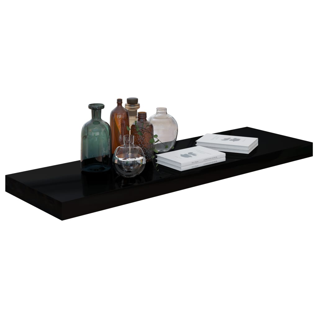 vidaXL Rafturi de perete, 4 buc., negru extralucios 80x23,5x3,8 cm MDF
