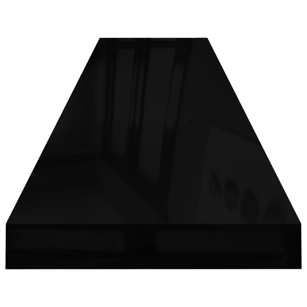 vidaXL Rafturi de perete, 2 buc. negru extralucios 120x23,5x3,8 cm MDF