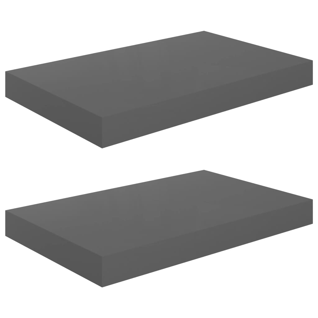 vidaXL Rafturi de perete, 2 buc., gri extralucios, 40x23x3,8 cm, MDF vidaXL Rafturi de perete, 2 buc., gri extralucios, 40x23x3,8 cm, MDF