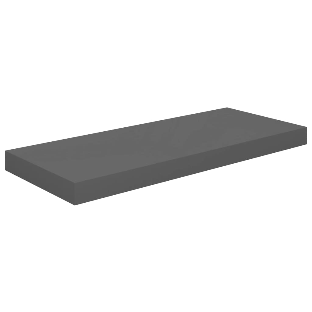 vidaXL Rafturi de perete, 2 buc., gri extralucios, 60x23,5x3,8 cm, MDF