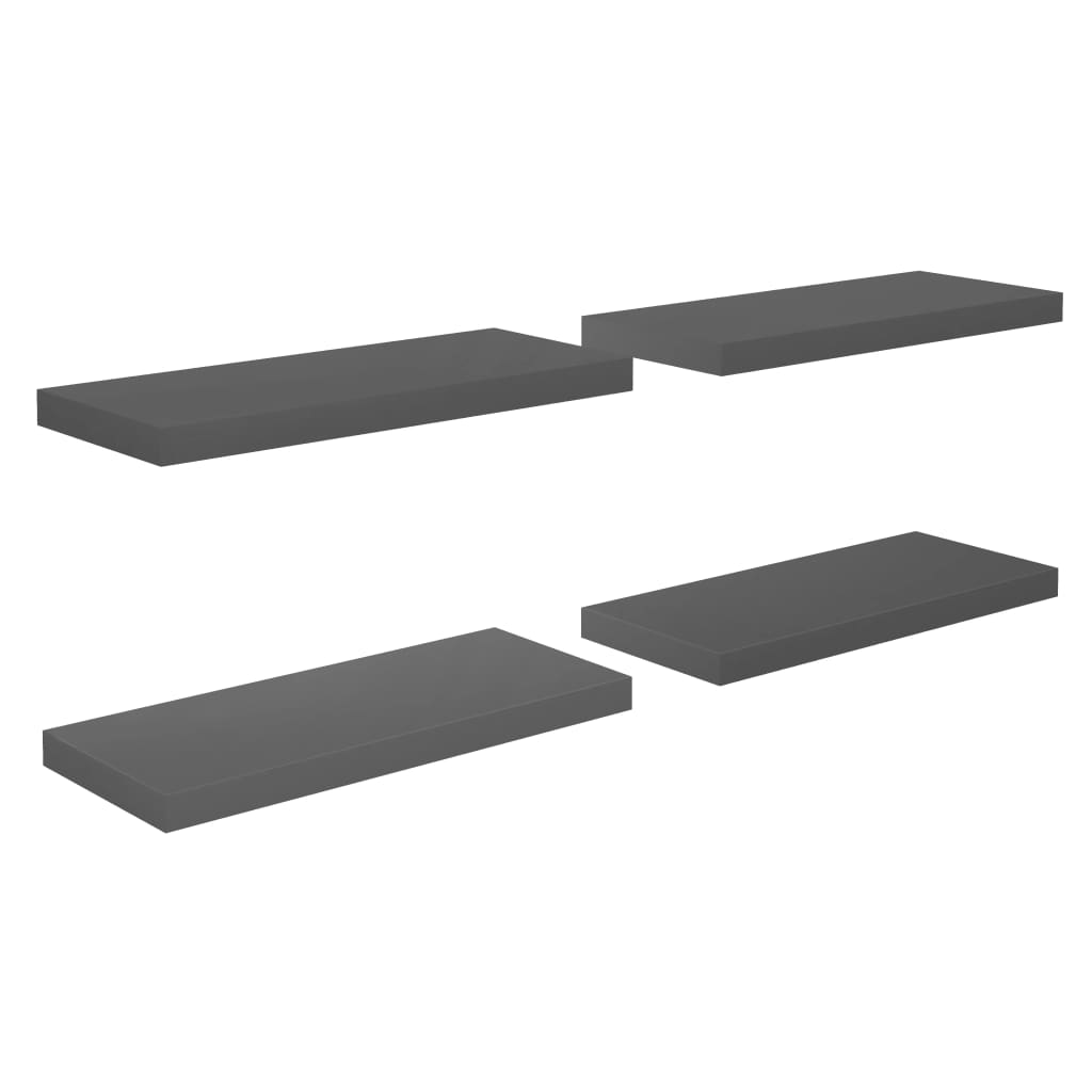 vidaXL Rafturi de perete, 4 buc., gri extralucios, 60x23,5x3,8 cm, MDF