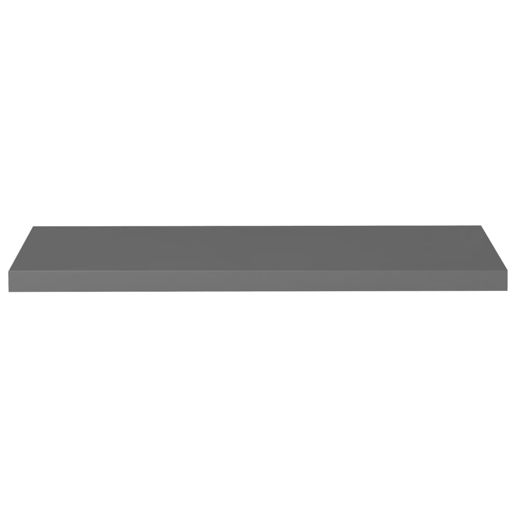 vidaXL Rafturi de perete, 2 buc., gri extralucios, 90x23,5x3,8 cm, MDF