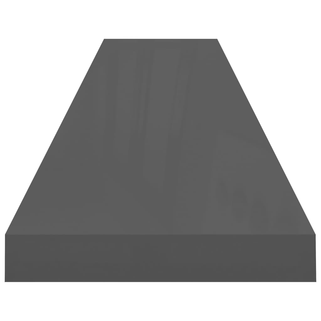 vidaXL Rafturi de perete, 4 buc., gri extralucios, 120x23,5x3,8 cm MDF