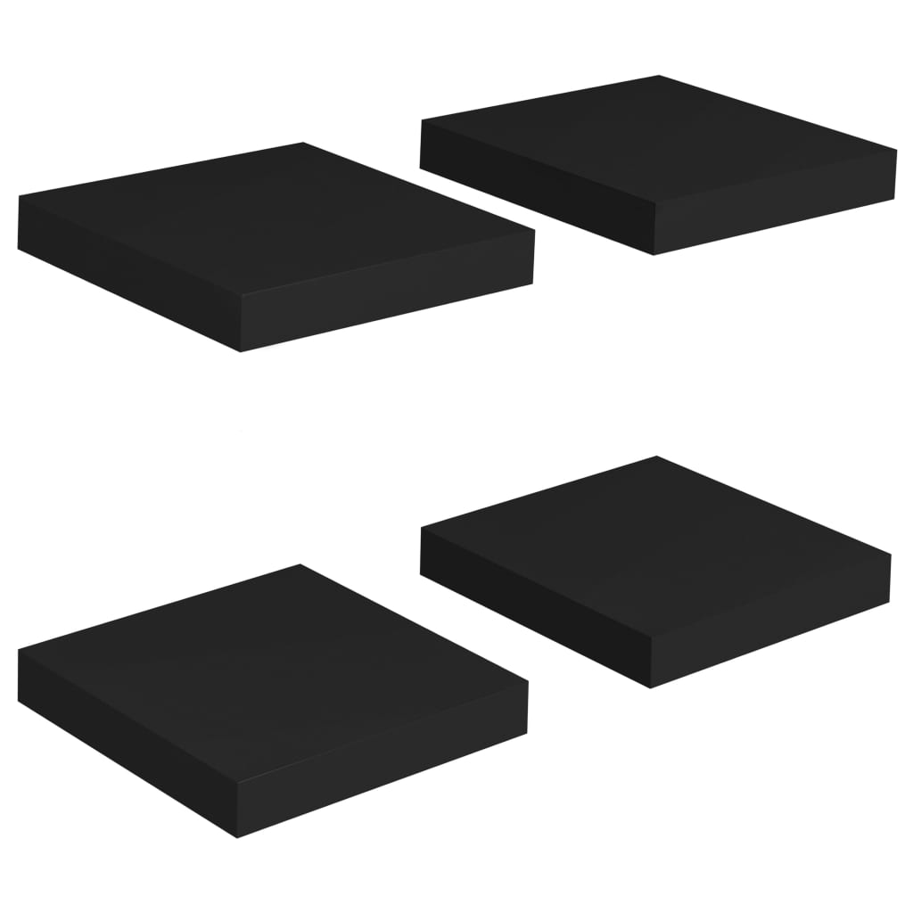 vidaXL Rafturi de perete suspendate, 4 buc., negru, 23x23,5x3,8 cm MDF vidaXL Rafturi de perete suspendate, 4 buc., negru, 23x23,5x3,8 cm MDF