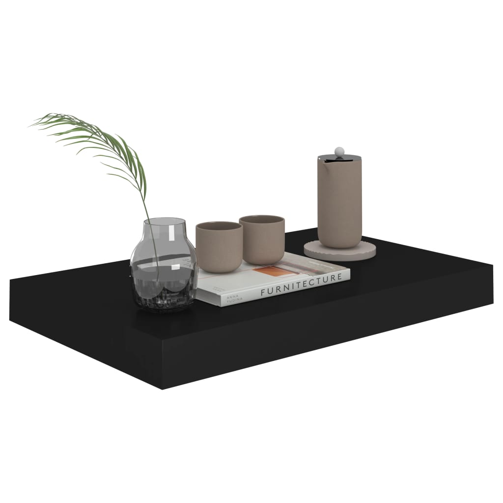 vidaXL Rafturi de perete suspendate, 4 buc., negru, 40x23x3,8 cm, MDF