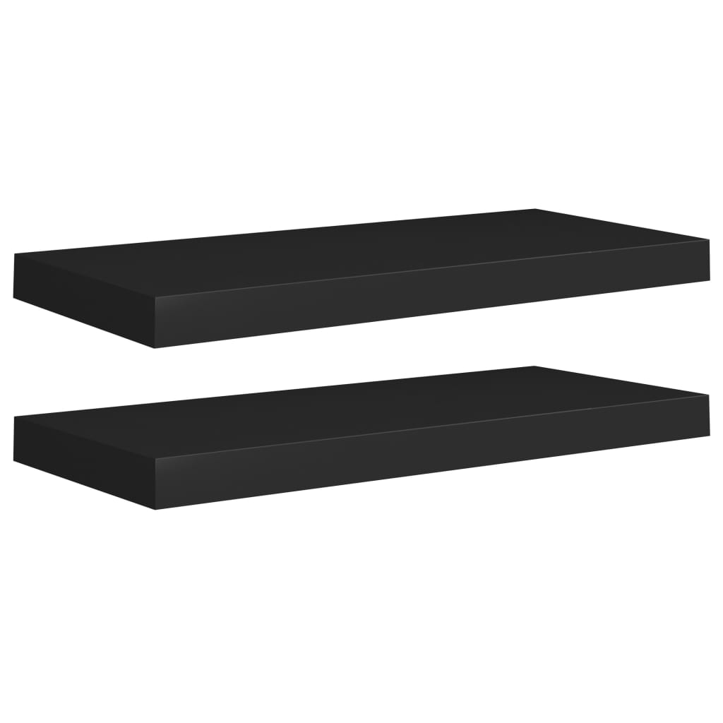 vidaXL Rafturi de perete suspendate, 2 buc., negru, 60x23,5x3,8 cm MDF