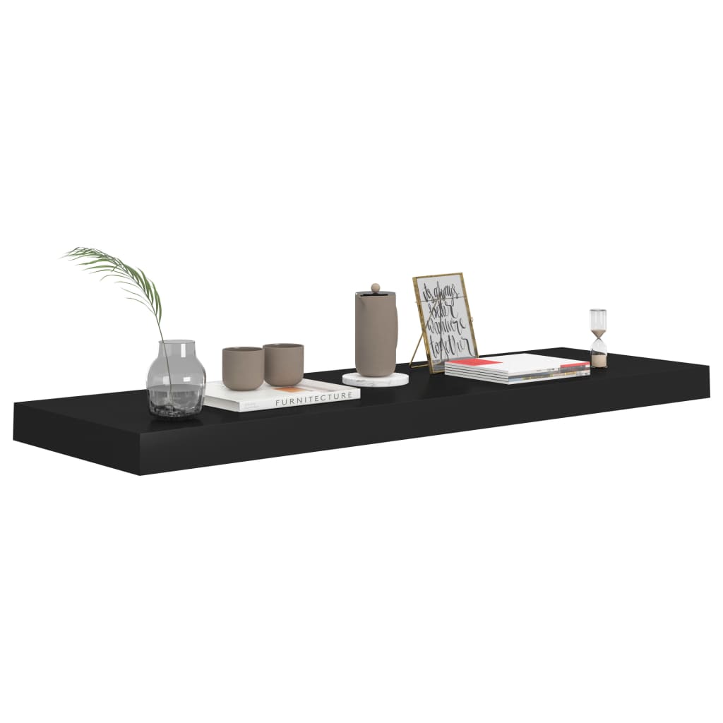 vidaXL Rafturi de perete suspendate 2 buc., negru, 80x23,5x3,8 cm, MDF vidaXL Rafturi de perete suspendate 2 buc., negru, 80x23,5x3,8 cm, MDF