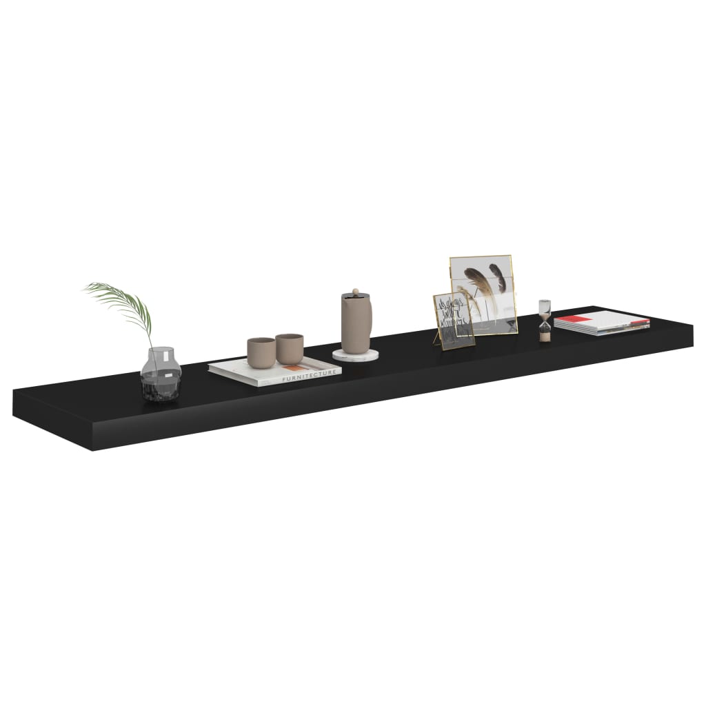 vidaXL Rafturi de perete suspendate 4 buc. negru 120x23,5x3,8 cm MDF