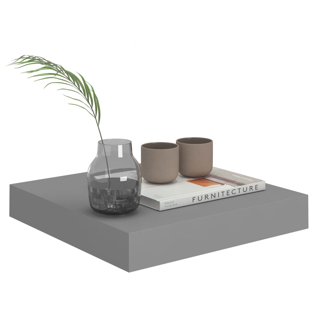 vidaXL Rafturi de perete, 4 buc., gri, 23 x 23,5 x 3,8 cm, MDF