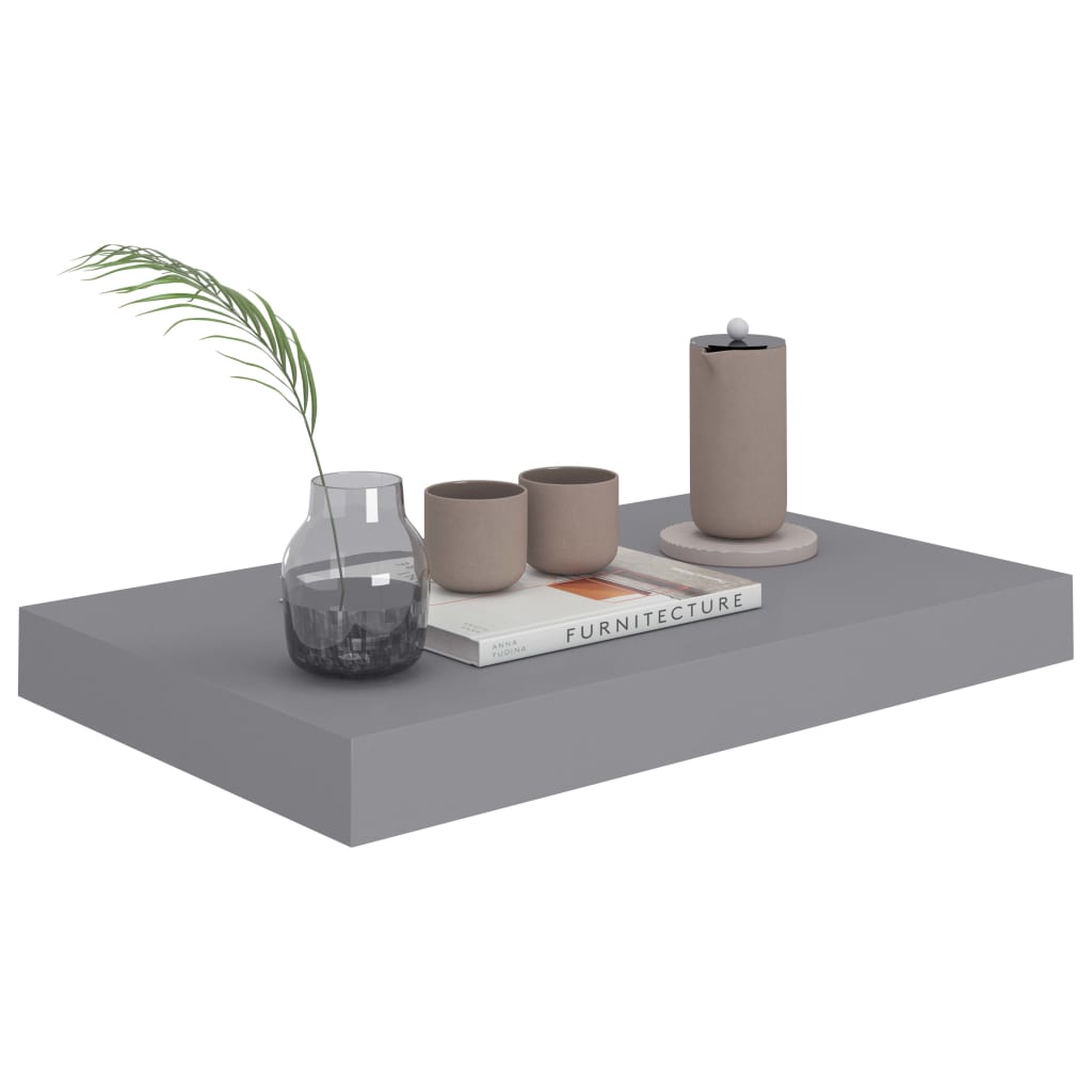 vidaXL Raft de perete suspendat, gri, 40x23x3,8 cm, MDF