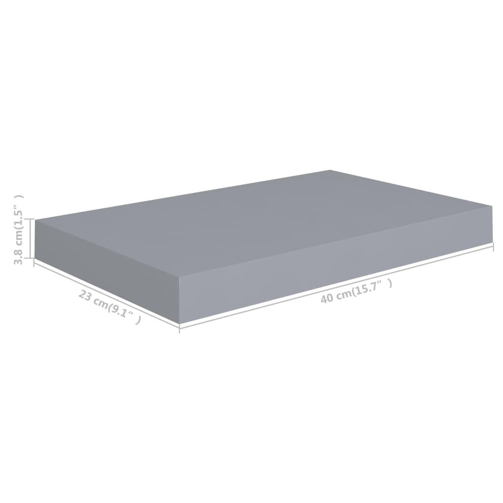 vidaXL Raft de perete suspendat, gri, 40x23x3,8 cm, MDF