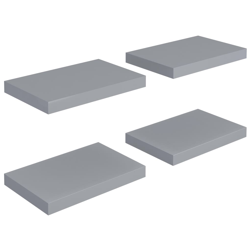 vidaXL Rafturi de perete suspendate, 4 buc., gri, 40x23x3,8 cm, MDF vidaXL Rafturi de perete suspendate, 4 buc., gri, 40x23x3,8 cm, MDF