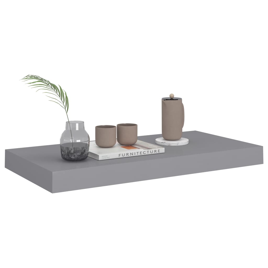 vidaXL Rafturi de perete suspendate, 4 buc., gri, 50x23x3,8 cm, MDF