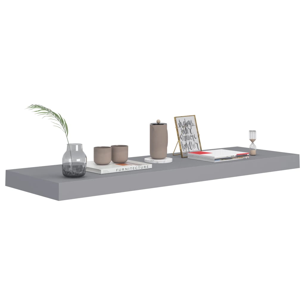 vidaXL Raft de perete suspendat, gri, 80x23,5x3,8 cm, MDF vidaXL Raft de perete suspendat, gri, 80x23,5x3,8 cm, MDF