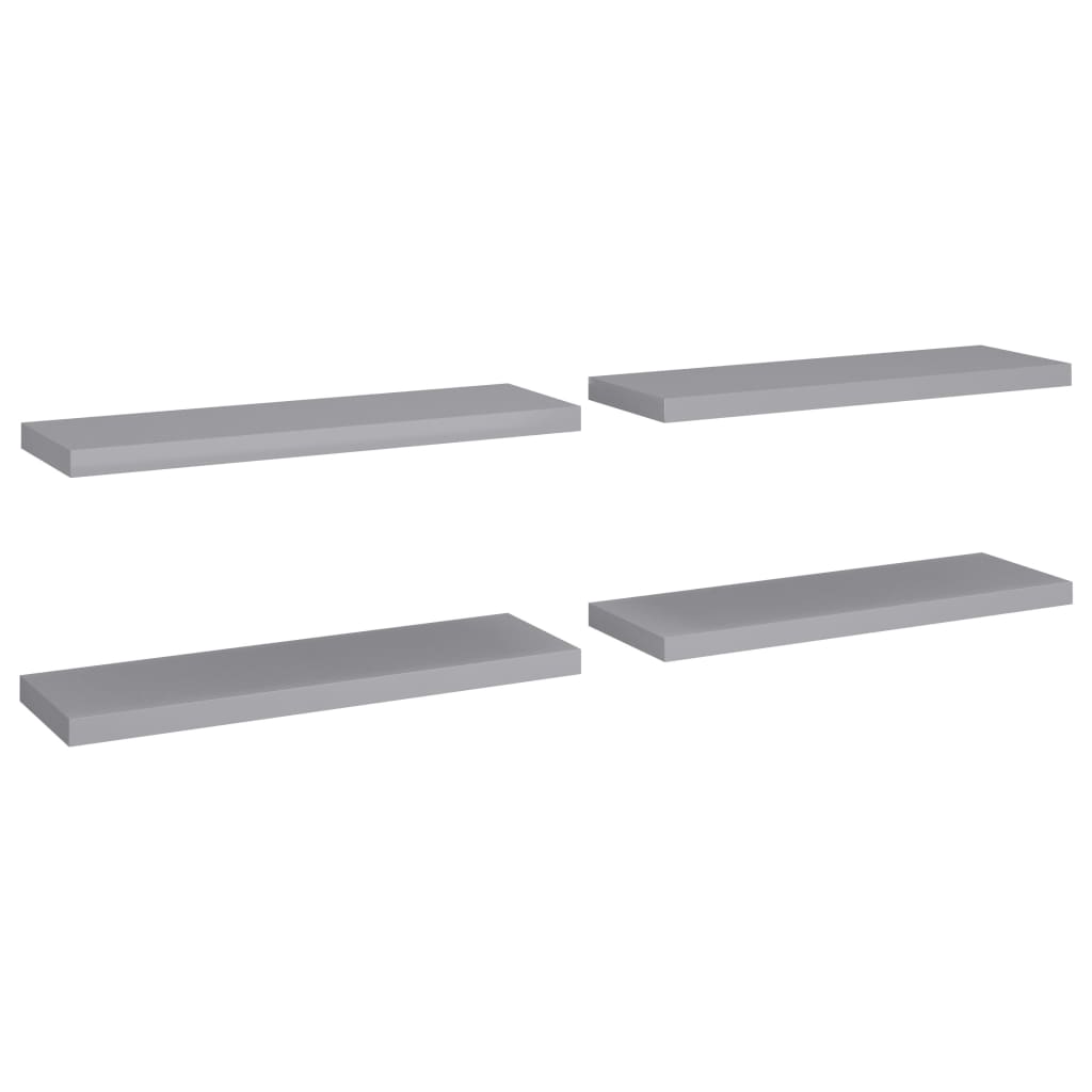 vidaXL Rafturi de perete suspendate, 4 buc., gri, 80x23,5x3,8 cm, MDF