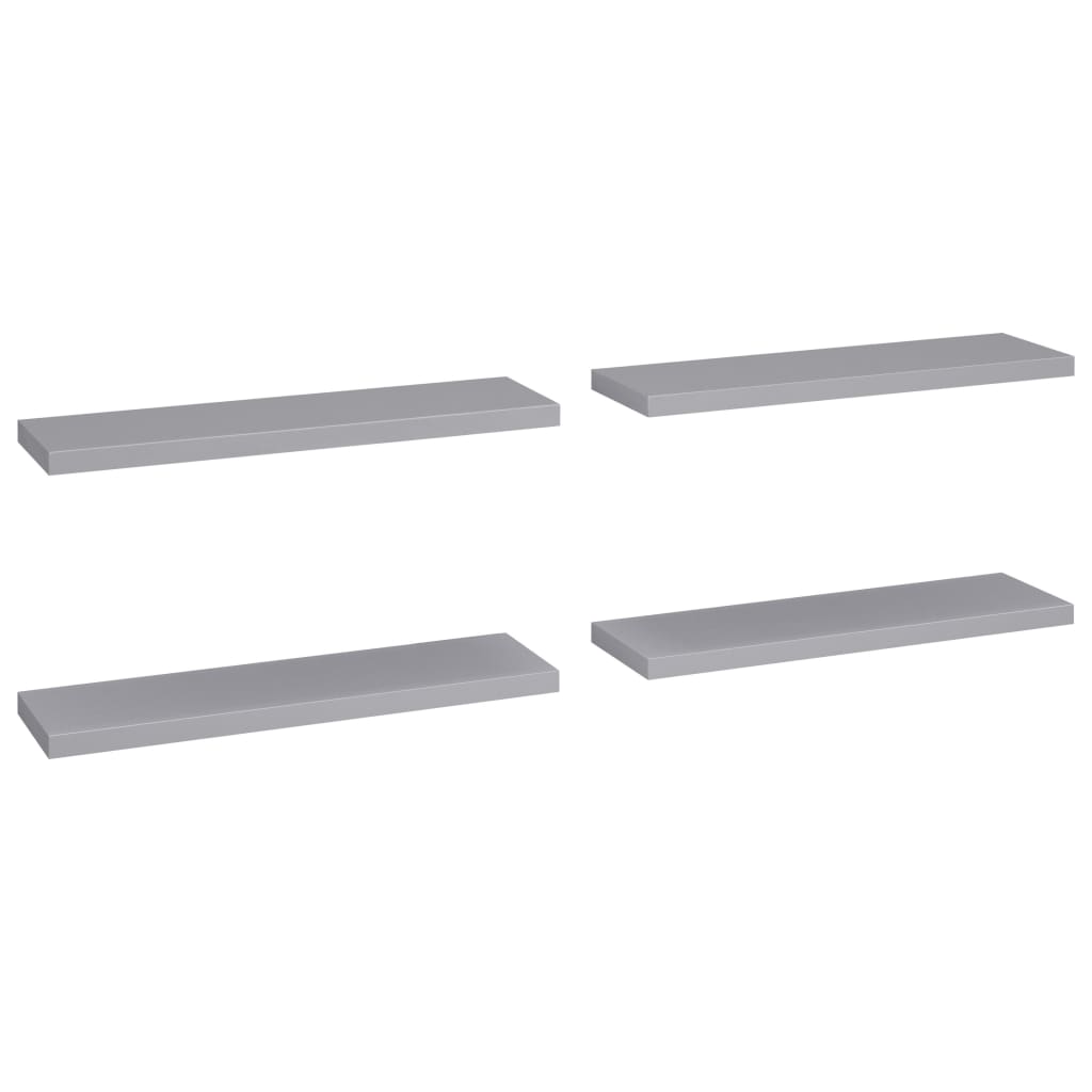 vidaXL Rafturi de perete suspendate, 4 buc., gri, 90x23,5x3,8 cm, MDF