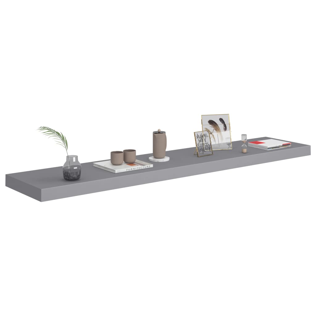 vidaXL Raft de perete suspendat, gri, 120x23,5x3,8 cm, MDF vidaXL Raft de perete suspendat, gri, 120x23,5x3,8 cm, MDF
