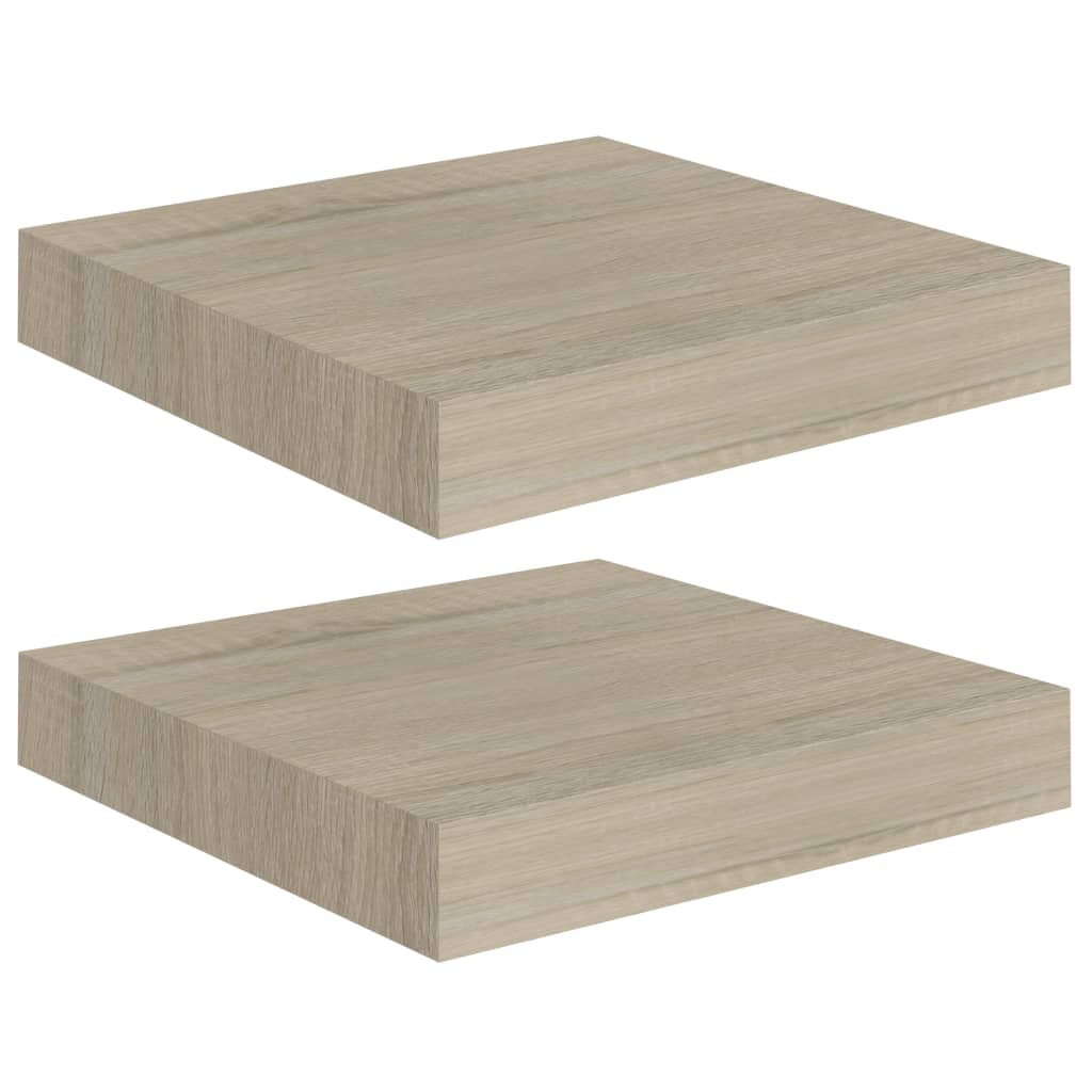 vidaXL Rafturi perete suspendate, 2 buc., stejar, 23x23,5x3,8 cm, MDF