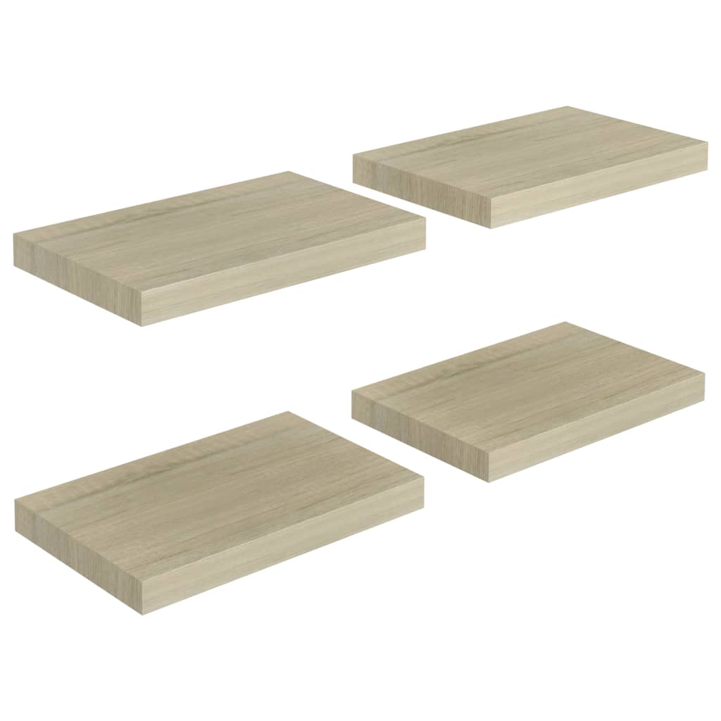 vidaXL Rafturi de perete suspendate, 4 buc., stejar, 40x23x3,8 cm, MDF