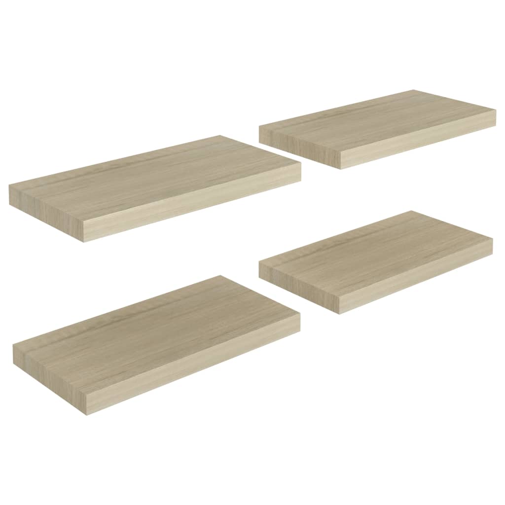 vidaXL Rafturi de perete suspendate, 4 buc., stejar, 50x23x3,8 cm, MDF vidaXL Rafturi de perete suspendate, 4 buc., stejar, 50x23x3,8 cm, MDF