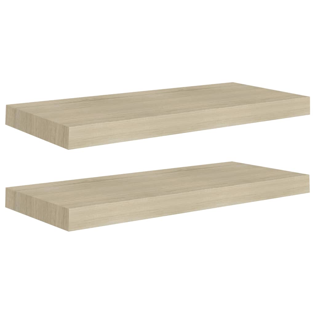 vidaXL Rafturi de perete suspendate, 2 buc., stejar 60x23,5x3,8 cm MDF