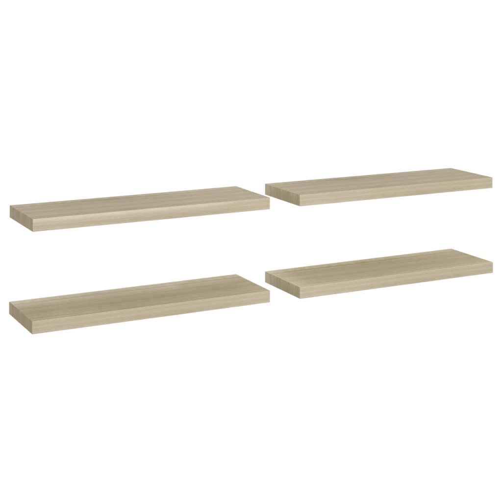 vidaXL Rafturi de perete suspendate 4 buc., stejar, 80x23,5x3,8 cm MDF vidaXL Rafturi de perete suspendate 4 buc., stejar, 80x23,5x3,8 cm MDF