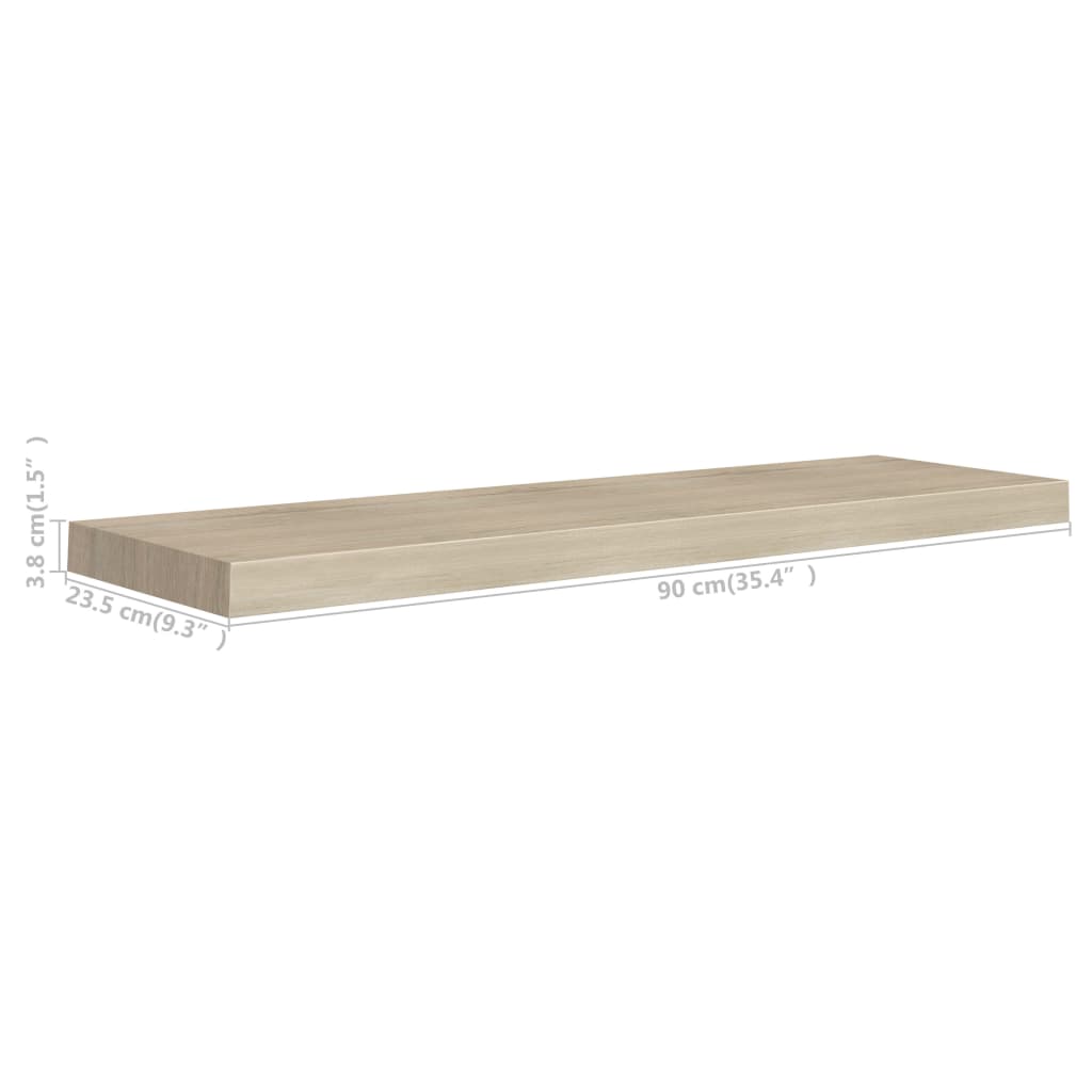 vidaXL Raft de perete suspendat, stejar, 90x23,5x3,8 cm, MDF vidaXL Raft de perete suspendat, stejar, 90x23,5x3,8 cm, MDF